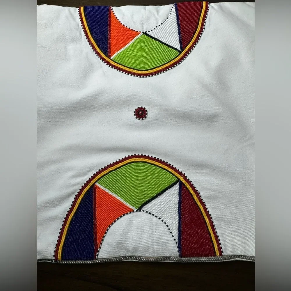 Needle+Thraed Beberavi Collection Beads Embroidered Pillow Case Zip 17”x17”